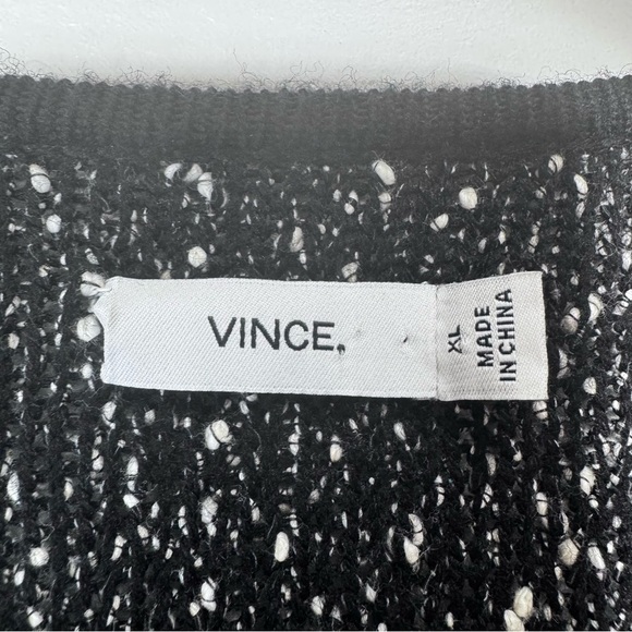 Vince Cotton Wool Blend Knit Open Front Cardigan Black Grey Sweater Size XL - Picture 6 of 10